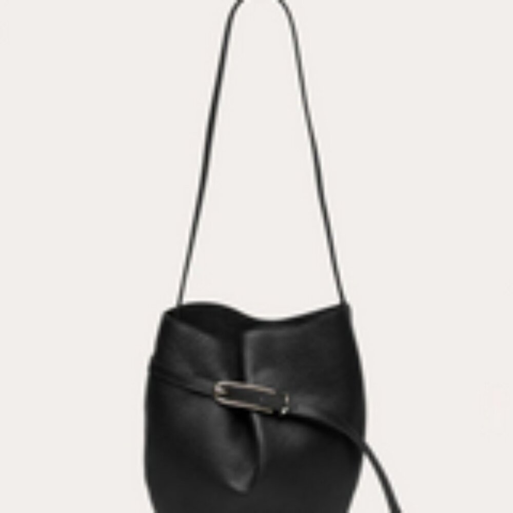 LIFFNER Belted Buckle Bag in black w/silver hardware, NWT